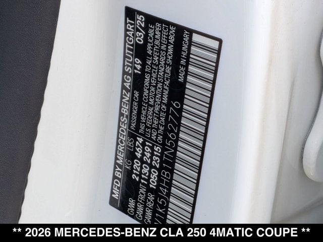 2026 Mercedes-Benz CLA CLA 250 4MATIC® Coupe