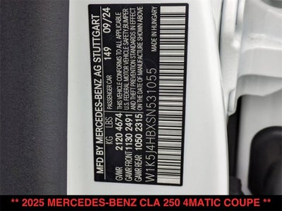 2025 Mercedes-Benz CLA 250 CLA 250 4MATIC® Coupe