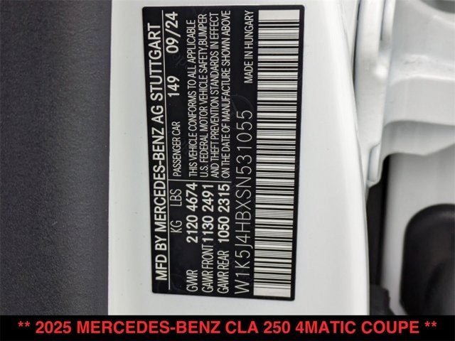 2025 Mercedes-Benz CLA 250 CLA 250 4MATIC® Coupe