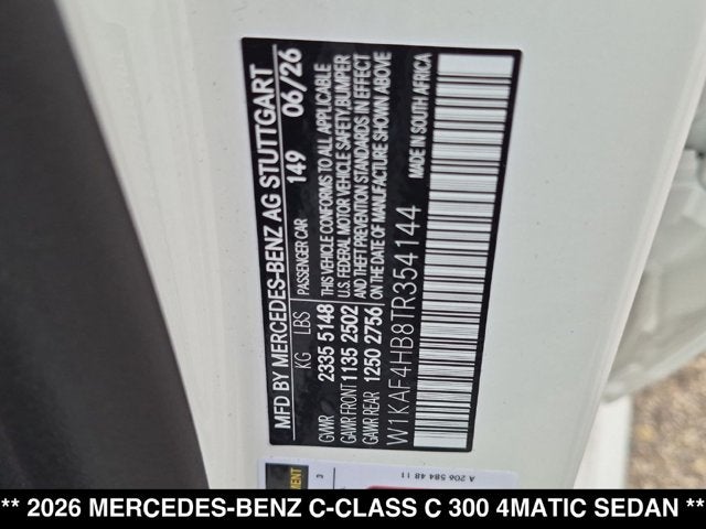 2026 Mercedes-Benz C 300 C 300 4MATIC® Sedan