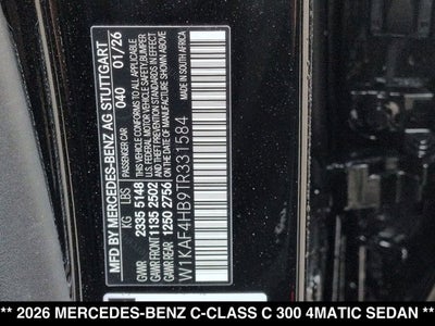 2026 Mercedes-Benz C 300 C 300 4MATIC® Sedan