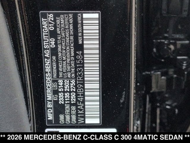 2026 Mercedes-Benz C 300 C 300 4MATIC® Sedan