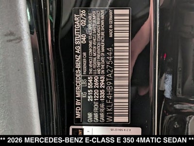 2026 Mercedes-Benz E 350 E 350 4MATIC® Sedan