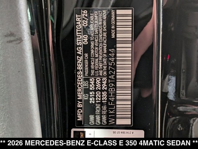 2026 Mercedes-Benz E 350 E 350 4MATIC® Sedan