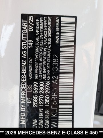 2026 Mercedes-Benz E 450 E 450