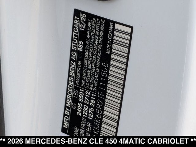 2026 Mercedes-Benz CLE 450 CLE 450 4MATIC® Cabriolet