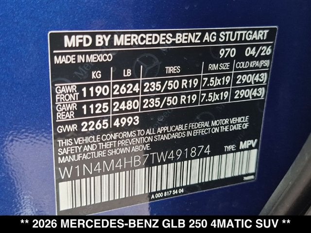 2026 Mercedes-Benz GLB 250 GLB 250 4MATIC® SUV