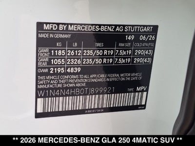 2026 Mercedes-Benz GLA 250 GLA 250 4MATIC® SUV