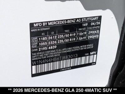 2026 Mercedes-Benz GLA 250 GLA 250 4MATIC® SUV