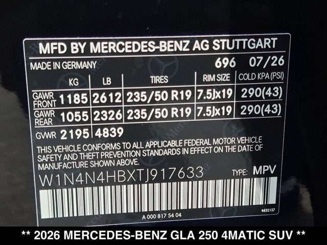 2026 Mercedes-Benz GLA GLA 250 4MATIC® SUV