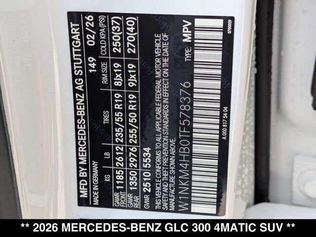2026 Mercedes-Benz GLC 300 GLC 300 4MATIC® SUV