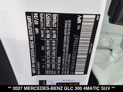 2027 Mercedes-Benz GLC GLC 300 4MATIC® SUV