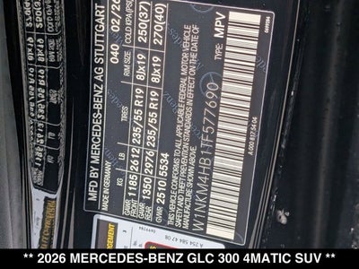 2026 Mercedes-Benz GLC 300 GLC 300 4MATIC® SUV