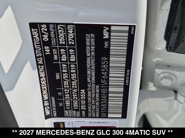 2027 Mercedes-Benz GLC 300 GLC 300 4MATIC® SUV