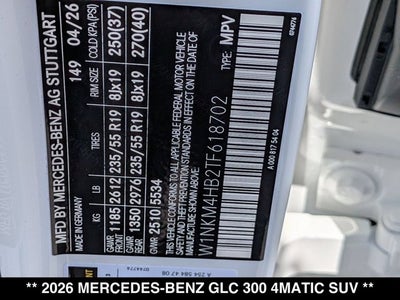 2026 Mercedes-Benz GLC 300 GLC 300 4MATIC® SUV