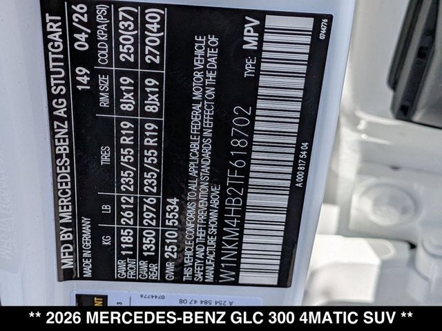 2026 Mercedes-Benz GLC 300 GLC 300 4MATIC® SUV