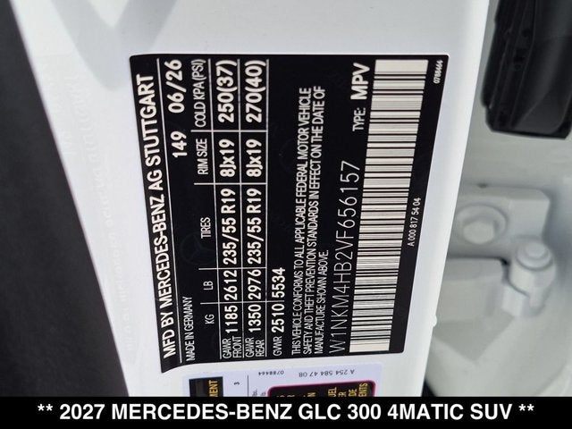 2027 Mercedes-Benz GLC 300 GLC 300 4MATIC® SUV