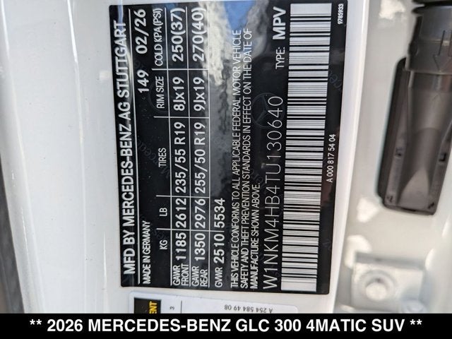 2026 Mercedes-Benz GLC 300 GLC 300 4MATIC® SUV
