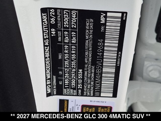 2027 Mercedes-Benz GLC 300 GLC 300 4MATIC® SUV