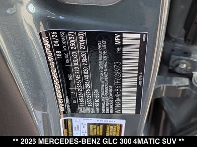 2026 Mercedes-Benz GLC 300 GLC 300 4MATIC® SUV