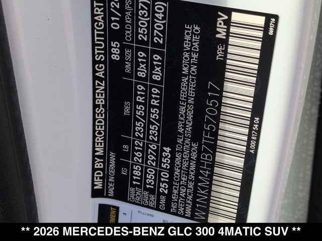 2026 Mercedes-Benz GLC 300 GLC 300 4MATIC® SUV