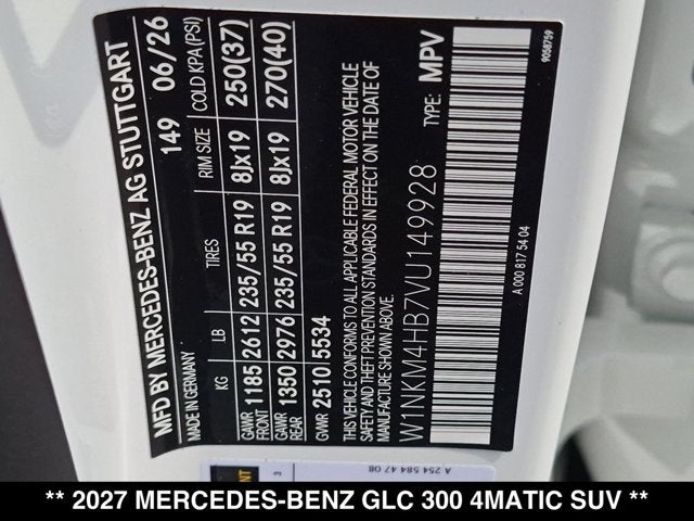 2027 Mercedes-Benz GLC 300 GLC 300 4MATIC® SUV