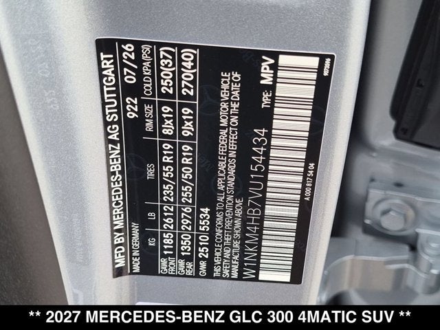 2027 Mercedes-Benz GLC 300 GLC 300 4MATIC® SUV