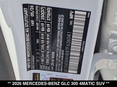 2026 Mercedes-Benz GLC 300 GLC 300 4MATIC® SUV