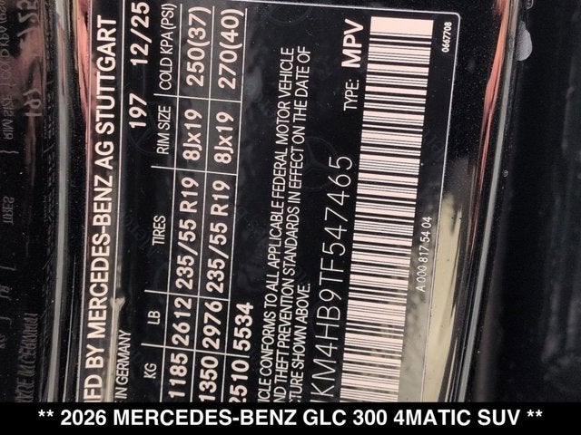 2026 Mercedes-Benz GLC 300 GLC 300 4MATIC® SUV