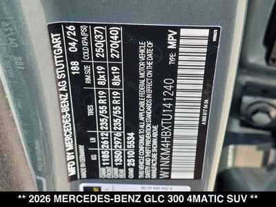 2026 Mercedes-Benz GLC 300 GLC 300 4MATIC® SUV
