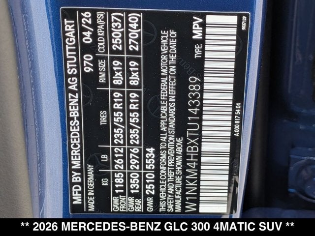 2026 Mercedes-Benz GLC 300 GLC 300 4MATIC® SUV