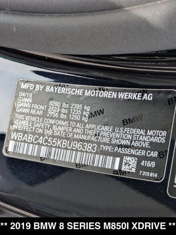 2019 BMW 8 Series M850i xDrive