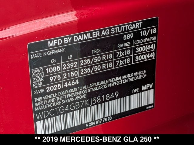 2019 Mercedes-Benz GLA 250 GLA 250