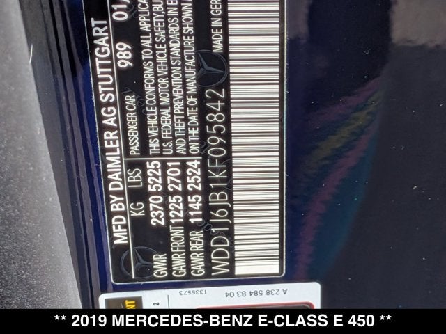 2019 Mercedes-Benz E 450 E 450